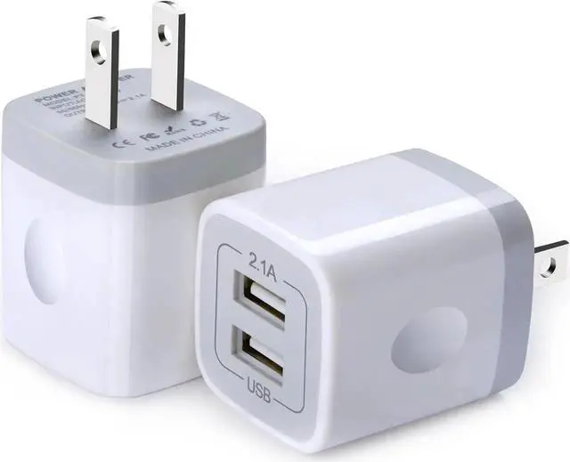 Main image of USB Wall Charger 2Pack Dual Port 2.1Amp Fast Brick Base Adapter Charging Block Charger Cube Plug Charger Box for iPhone 16 Pro Max 15 14 13 12 11 Pro X 6 6S 7 8 Plus iPad Android