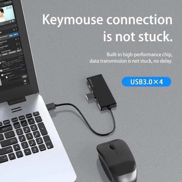 Alt view image 7 of 7 - USB 3.0 Hub 4 Port USB Hub Splitter Portable USB Adapter Mini Multiport Expander for Desktop Laptop Xbox Flash Drive HDD Console Printer PC Keyboards HP