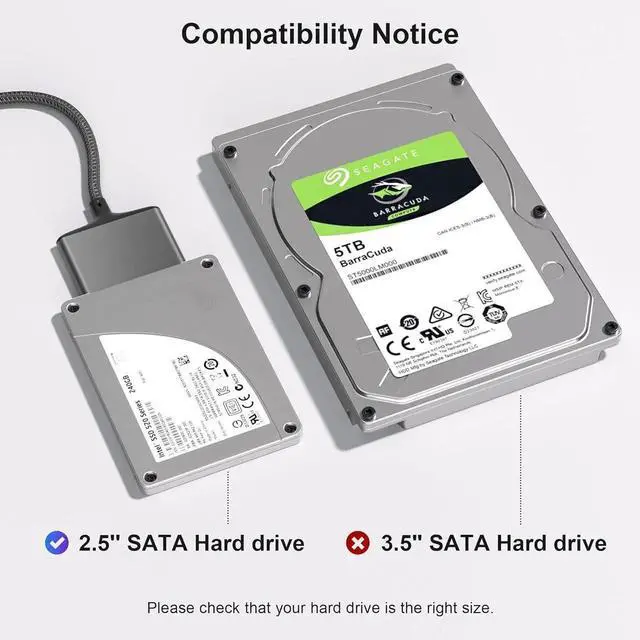 Alt view image 6 of 7 - USB Adapter for SATA Cable with USB C to USB Adapter USB A 3.0 to 2.5 SATA-III Hard Drive Reader for HDD/SSD External Converter Data Transfer for MacBook Pro Air 2022 Surface Go Laptop PC