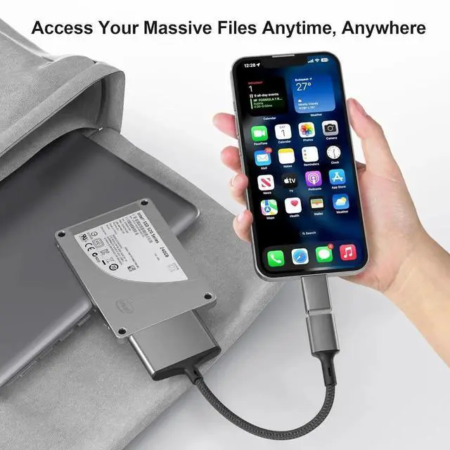 Alt view image 3 of 7 - USB Adapter for SATA Cable with USB C to USB Adapter USB A 3.0 to 2.5 SATA-III Hard Drive Reader for HDD/SSD External Converter Data Transfer for MacBook Pro Air 2022 Surface Go Laptop PC