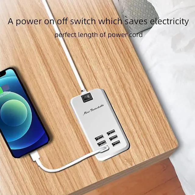 Alt view image 4 of 4 - 6 Ports USB Charger Hub Desktop US Plug AC Power Wall Travel Charging Adapter Slots Charging Station Extension Socket Outlet with Cable