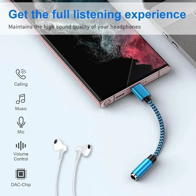 Alt view image 6 of 7 - USB Type C to 3.5mm Headphone Jack Adapter 2-Pack USB C to Aux Female Audio Dongle Cable Cord Compatible Galaxy A54 S24 S23 Ultra A15 A14 S22 S21FE S20+ S10e S9 S8 Note 20 10+ Pixel 8 7Pro 6 5