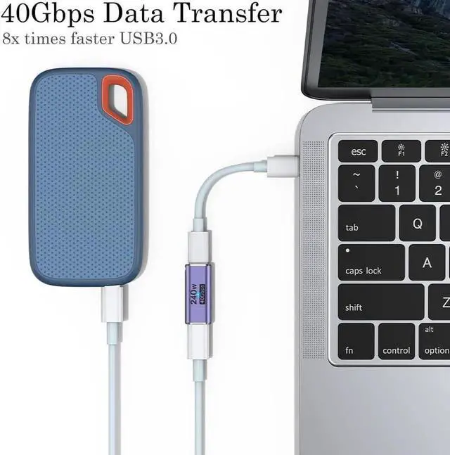 Alt view image 3 of 6 - 240W USB C Coupler (2 Pack) USB Type C Female to Female Adapter Extender Compatible with Thunderbolt 4/3 Support up to 240W Charging 40Gbps Data Transfer and 8K@60Hz Video