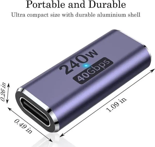 Main image of 240W USB C Coupler (2 Pack) USB Type C Female to Female Adapter Extender Compatible with Thunderbolt 4/3 Support up to 240W Charging 40Gbps Data Transfer and 8K@60Hz Video