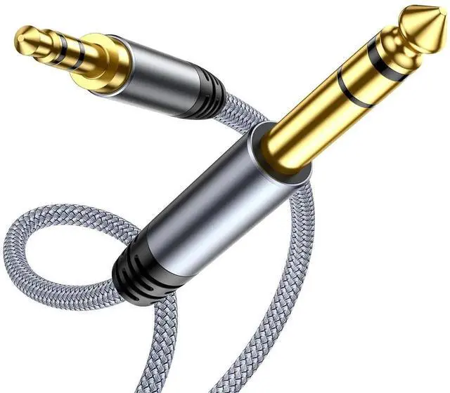 Main image of 1/4 to 1/8 Cable Stereo Audio Cable 3FT 6.35mm 1/4 Male to 3.5mm 1/8 Male TRS Bidirectional Stereo Audio Cable Jack for Guitar Home Theater Devices Speaker and Amplifiers