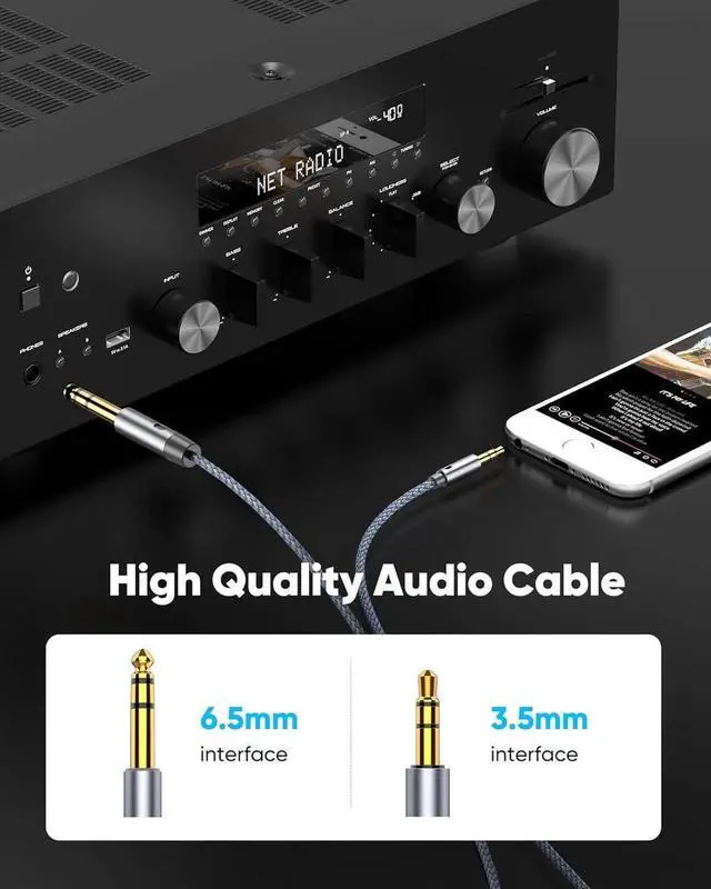 Alt view image 5 of 7 - 1/4 to 1/8 Cable Stereo Audio Cable 3FT 6.35mm 1/4 Male to 3.5mm 1/8 Male TRS Bidirectional Stereo Audio Cable Jack for Guitar Home Theater Devices Speaker and Amplifiers