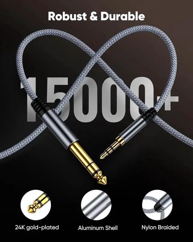 Alt view image 7 of 7 - 1/4 to 1/8 Cable Stereo Audio Cable 3FT 6.35mm 1/4 Male to 3.5mm 1/8 Male TRS Bidirectional Stereo Audio Cable Jack for Guitar Home Theater Devices Speaker and Amplifiers