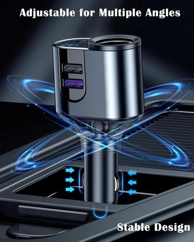 Alt view image 2 of 5 - USB C Car Charger Cigarette Lighter Adapter 12V/24V Socket Splitter with 3 USB Ports Type C PD Fast Car Charger Compatible for iPhone Galaxy iPad GPS