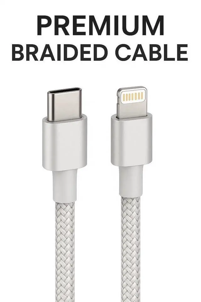 Alt view image 3 of 3 - USB-C to Lightning Cable Nylon Braided Fast Charging Data Cable Braided Charging Cable 30000+ Plug Cycles Compatible with iPhone 14 13 12 11 Pro Max Xr Xs 8 and More