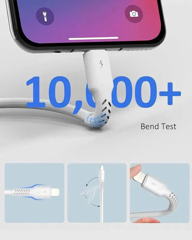 Alt view image 5 of 7 - 1ft iPhone Charge Cable Short 5Pack USB to Lightning Cord for Fast Charging Stations 1 Foot Compatible with iPhone 12 11 Pro Max Xs 8 7 6 5 Plus iPad Air/Mini