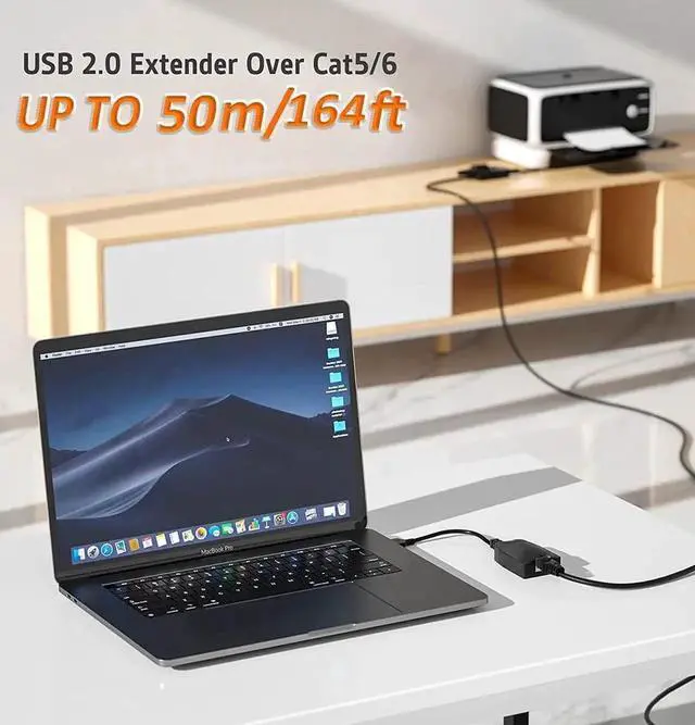 Alt view image 6 of 7 - USB Over Ethernet Extender to Rj45 Adapter for Cat 6/6e/5/5e UP to 50m/164ft, USB to Ethernet Adapter for Laptop, Compatible with Computers, Mobile Phones, Keyboards, U Disks, Printers