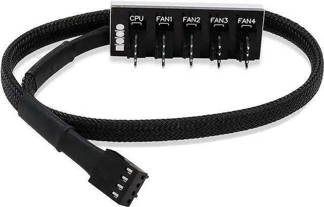 Main image of Fan Hub Splitter Extension Cable, 1 to 5 Way Power Supply Cable PWM PC Motherboard Case Fan Power Adapter Extension Cord Hub for Desktop Computer Case 4-Pin and 3-Pin Cooling Fan