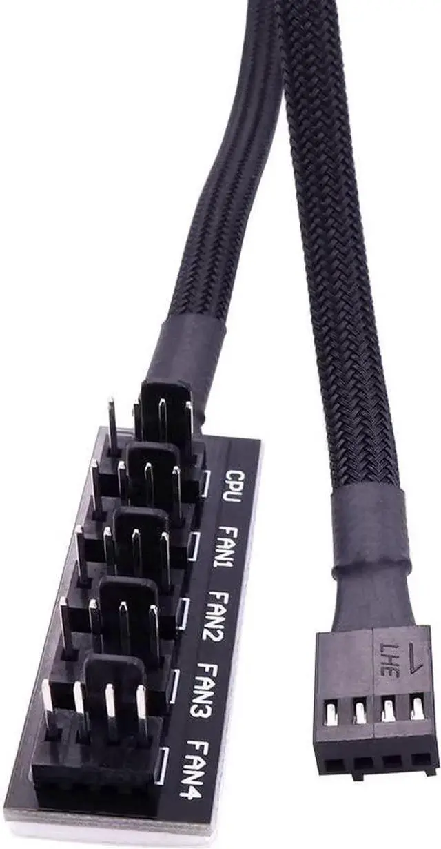 Alt view image 5 of 7 - Fan Hub Splitter Extension Cable, 1 to 5 Way Power Supply Cable PWM PC Motherboard Case Fan Power Adapter Extension Cord Hub for Desktop Computer Case 4-Pin and 3-Pin Cooling Fan