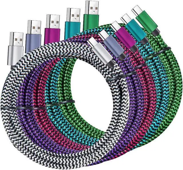 Main image of USB Type c Cable, 5 Pack (6FT) Nylon Braided 3A Fast Charging Cord for Galaxy S9 S8 Note 9 Note 8 Galaxy Note 20 10 S21 S20 S10 Plus