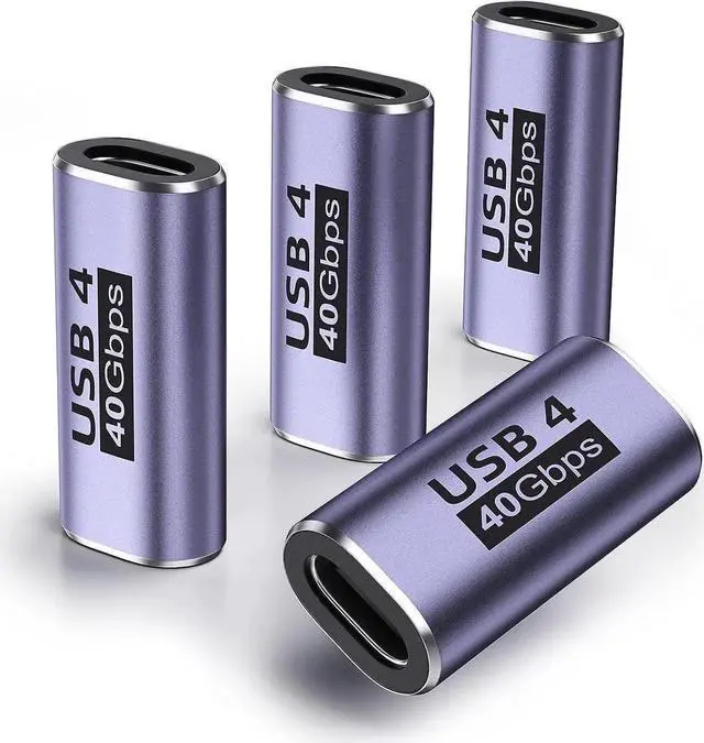 Main image of USB C Female to Female Adapter (4 Pack) USBC Coupler with 40 Gbps PD 100W 8K 60hz Video Compatible for Thunderbolt 4/3, MacBook Pro/Air, USB-C HUB and More Type C Devices
