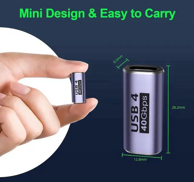 Alt view image 6 of 6 - USB C Female to Female Adapter (4 Pack) USBC Coupler with 40 Gbps PD 100W 8K 60hz Video Compatible for Thunderbolt 4/3, MacBook Pro/Air, USB-C HUB and More Type C Devices