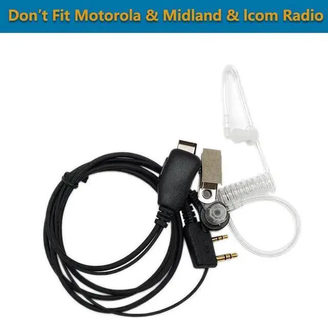 Alt view image 4 of 6 - Walkie Talkie Earpiece(2 Pack) with Mic 2 Pin Covert Air Acoustic Tube Headset for Baofeng UV-5R BF-888S BF-F8HP Retevis H-777 Kenwood Arcshell PXTON WouXun Two Way Radio Black