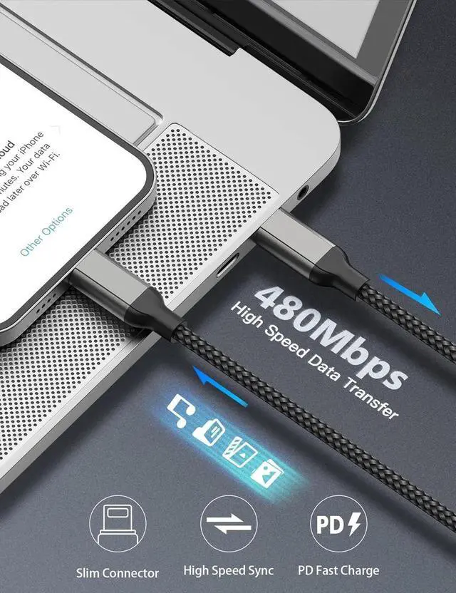 Alt view image 5 of 7 - 2Pack MFi Certified 3ft USB-C to Lightning Cable - Fast Charging for iPhone 14-8 iPad