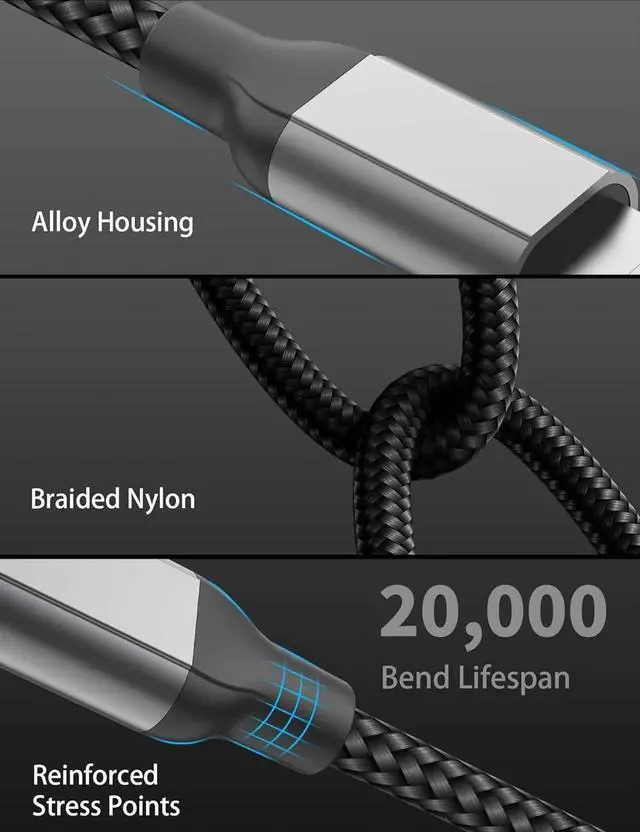 Alt view image 3 of 7 - 2Pack MFi Certified 3ft USB-C to Lightning Cable - Fast Charging for iPhone 14-8 iPad