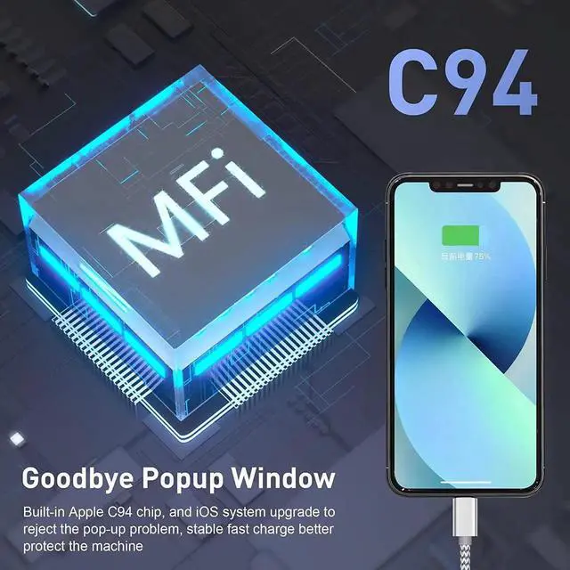 Alt view image 3 of 7 - USB C to Lightning Cable 3Pack 6 FT MFi Certified iPhone Fast Charger Type c to Lightning Cable Nylon Braided iPhone Cord for iPhone 13 12 11 Pro Max Xr Xs 8 7 6 Plus and More