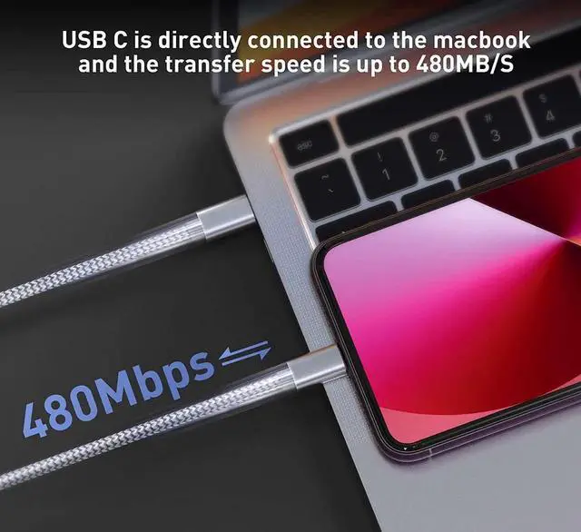 Alt view image 5 of 7 - USB C to Lightning Cable 3Pack 6 FT MFi Certified iPhone Fast Charger Type c to Lightning Cable Nylon Braided iPhone Cord for iPhone 13 12 11 Pro Max Xr Xs 8 7 6 Plus and More