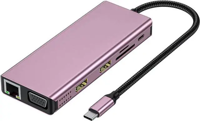 Main image of USB C Docking Station Double Monitors Adapter 12 in 1 USB C Adapter with VGA Gigabit Ethernet 4 USB3.0 Port Card Reader