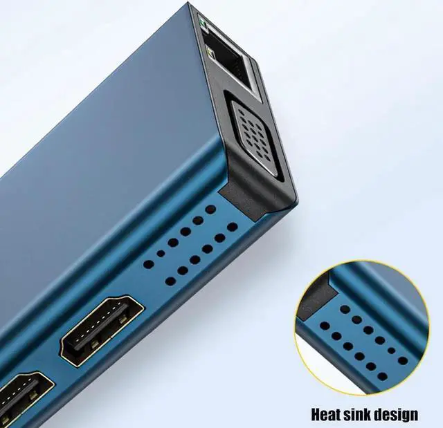 Alt view image 2 of 7 - USB C Docking Station Double Monitors Adapter 12 in 1 USB C Adapter with VGA Gigabit Ethernet 4 USB3.0 Port Card Reader