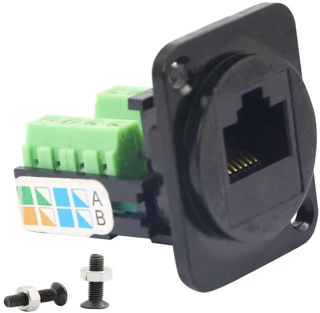 Alt view image 3 of 7 - RJ45/8P8C D-Type Panel Mount Ethernet Extender Cat5E Terminal Solderless Network Adapter Keystone Jack Crimping Data Female Connector with Screw