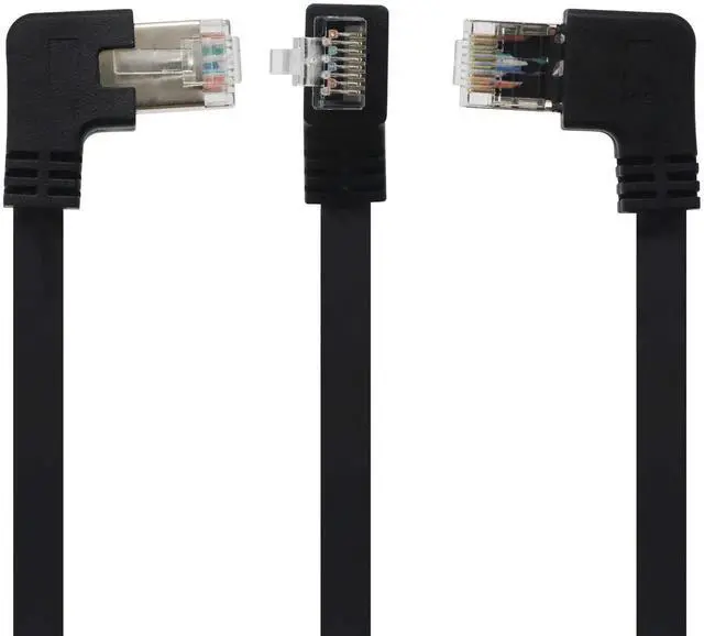 Alt view image 7 of 7 - Panel Mount RJ45,RJ45 Male to Female 90 Degree Screw Panel Mount CAT6, CAT5e, CAT5 Shielded Network LAN Extender Cord Connector (Angled Right) 60CM