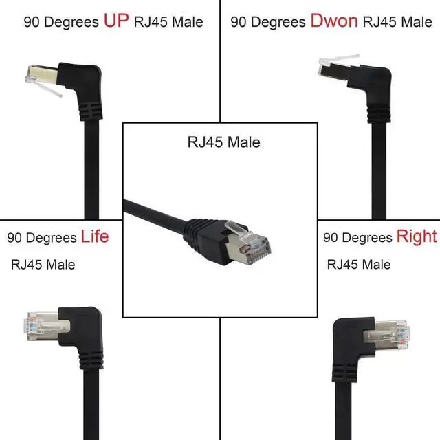 Alt view image 3 of 7 - Panel Mount RJ45,RJ45 Male to Female 90 Degree Screw Panel Mount CAT6, CAT5e, CAT5 Shielded Network LAN Extender Cord Connector (Angled Right) 60CM