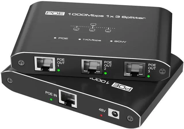 Main image of PoE Switch 1 in 3 Out, Gigabit 3 Port PoE Splitter, IEEE 802.3at/af Compliant, 30W per Port Power Over Ethernet Hub for IP Cameras/Access Points/VoIP Phones (328 Ft), Network Hub for Cat5e/6/7/8 Cable