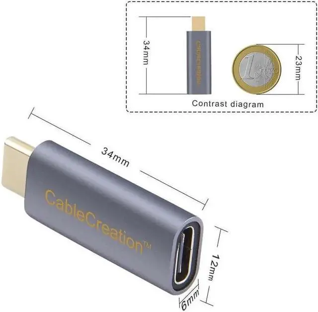 Alt view image 2 of 4 - CableCreation USB C Male to Female Adapter, USB 3.1 Type C Extension Convertor 10Gbps, Compatible with MacBook Pro, iPad Pro, Samsung DeX Station, Oculus Quest Link, Galaxy S9/S9+/S10/Note9 etc, Gray