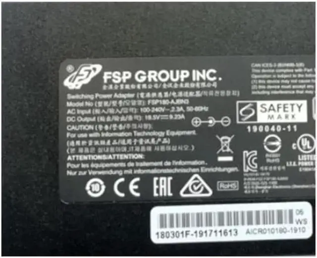 Alt view image 2 of 2 - 19.5V 9.23A 180W 5.5x2.5mm FSP FSP180-AJBN3 AC Power Adapter For MAG-15 XNE15E19 EG-LP5-BK Laptop Power Supply Charger
