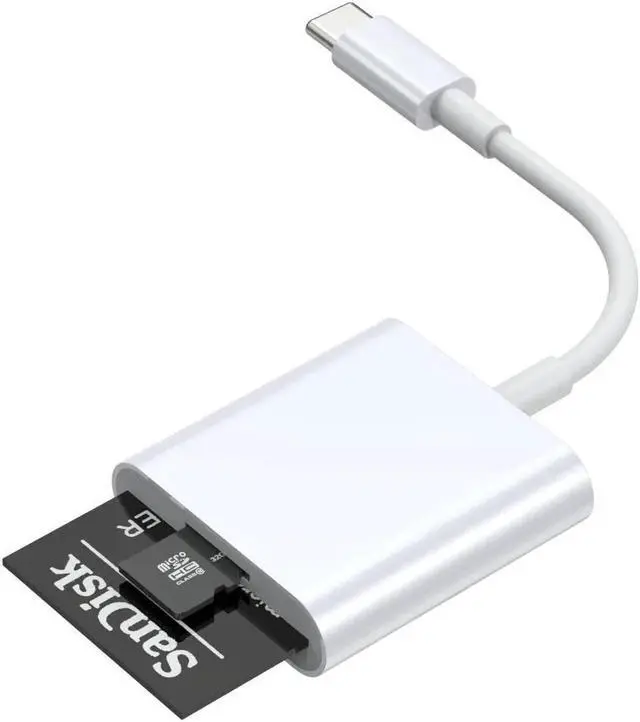 Alt view image 4 of 4 - USB C to SD Card Reader, SD/MicroSD to USB C Card Reader Adapter [Thunderbolt 3] Compatible with iPad Pro 2020/2019, MacBook Pro 2019, MacBook Air 2020, Galaxy S10/S9, Surface Book 2 and More