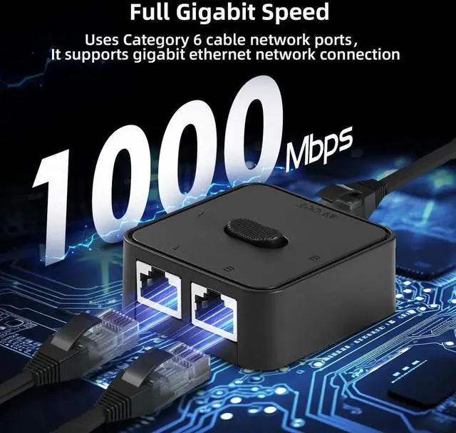 Alt view image 5 of 7 - Gigabit Network Switcher, Passive Ethernet Selector, in/Out to A or B Network, Bidirectional Manual Switcher, No Power Required