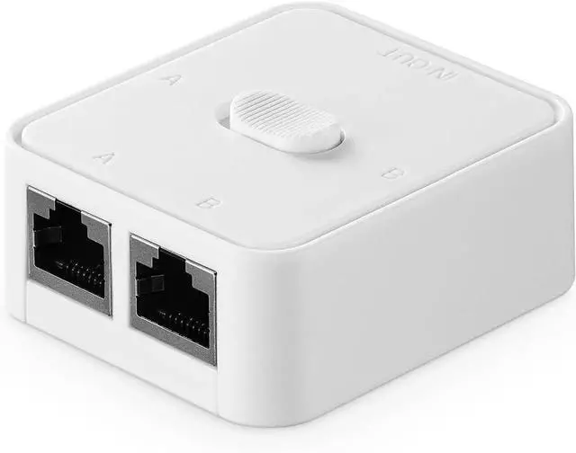 Main image of Gigabit Network Switcher, Passive Ethernet Selector, in/Out to A or B Network, Bidirectional Manual Switcher, No Power Required (White)