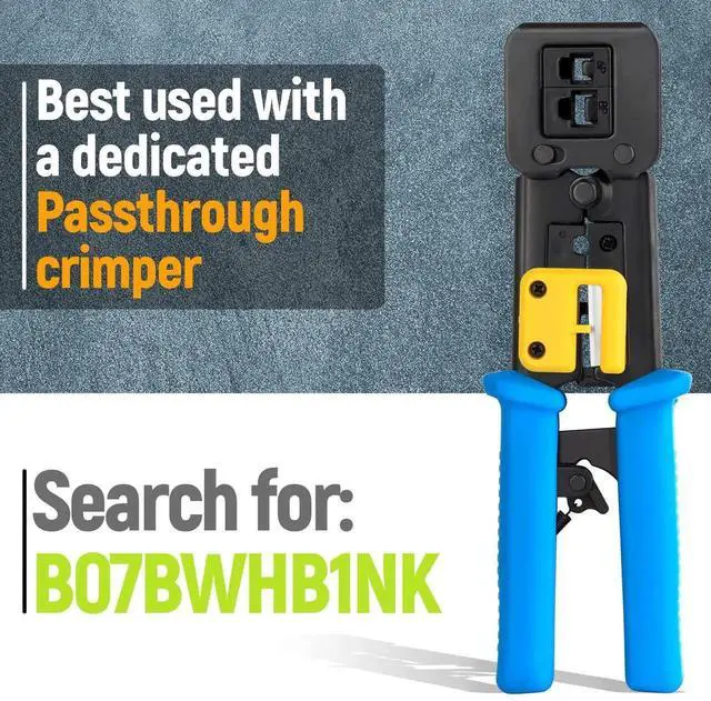 Alt view image 3 of 7 - Cat6 RJ45 Pass Through Connector 200-Pack - EZ Cat 6 Pass Through RJ45 Connectors - cat 6 connectors - Ethernet Connector - Ethernet Plug - for Solid or Stranded UTP Network Cable