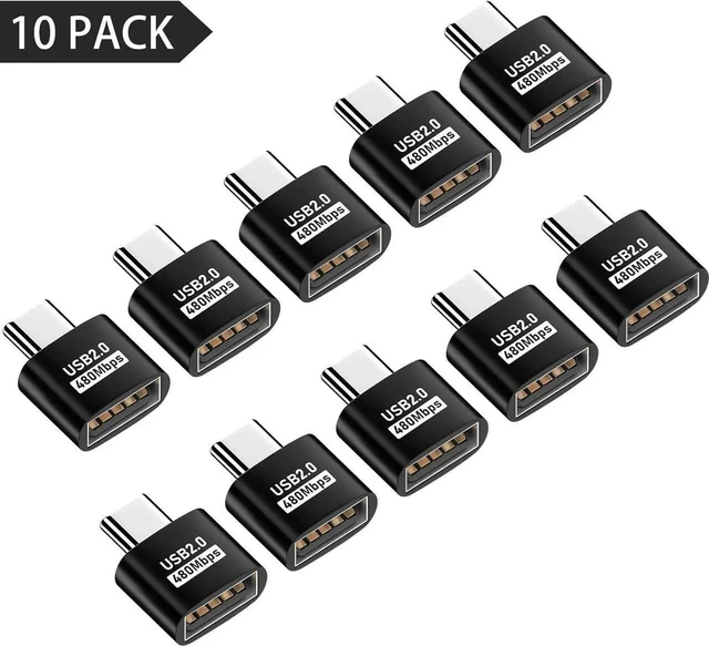 Main image of USB C to USB Adapter, USB Type C Male to USB 2.0 Female Extension Connector, USB to USB C Adapter, Support 480Mbps Data Transfer, OTG Function and Charging for Phone, Laptop (10 Black)