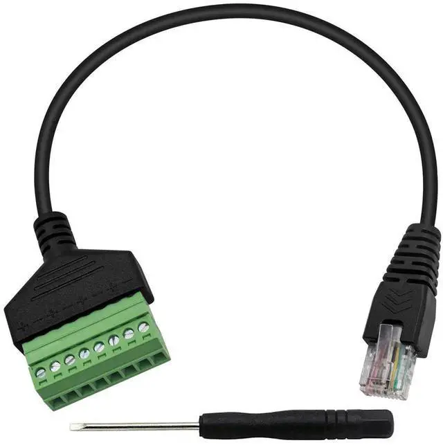 Main image of RJ45 Screw Terminal Adapter, RJ45 Male to 8 Pin Screw Terminal Connector, Ethernet Extender Network Adapter 8P8C Breakout Board Cable for Cat5 /6/7 AV CCTV, 12inch