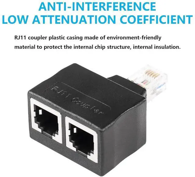 Alt view image 6 of 7 - Phone Jack Splitter RJ11 Male to 2 Female 6P6C Telephone Inline Coupler Telephone Extension Adapter for Landline Fax Machine 2 PCS (M/F)