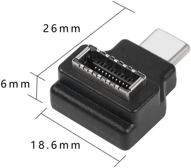 Alt view image 2 of 7 - USB 3.1 Type E to Type C Extension Adapter,(5Gbps) Internal Connector,Right Angle USB C Male to Type E Female Adapter CompatibileUSB3.0 -Black