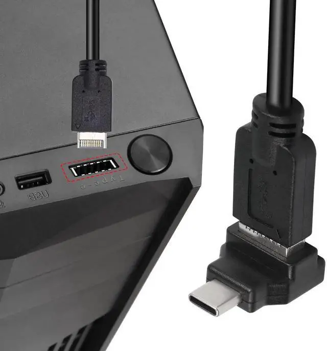 Alt view image 6 of 7 - USB 3.1 Type E to Type C Extension Adapter,(5Gbps) Internal Connector,Right Angle USB C Male to Type E Female Adapter CompatibileUSB3.0 -Black