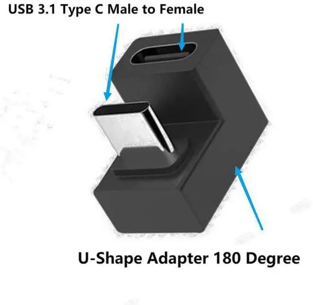 Alt view image 5 of 6 - USB C U-Shape Adapter 180 Degree USB 3.1 Type C Male to Female U-Shape Charging Connector Adapter 4K60Hz 10Gbps for Laptop,Tablet,USB-C Phone