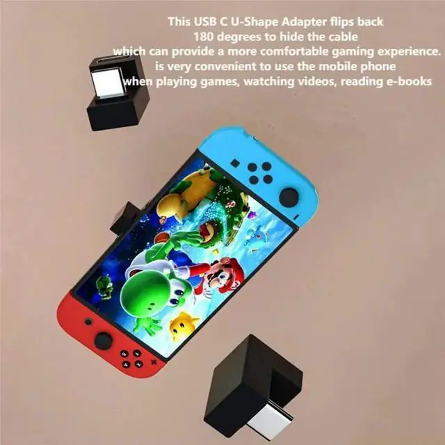 Alt view image 4 of 6 - USB C U-Shape Adapter 180 Degree USB 3.1 Type C Male to Female U-Shape Charging Connector Adapter 4K60Hz 10Gbps for Laptop,Tablet,USB-C Phone