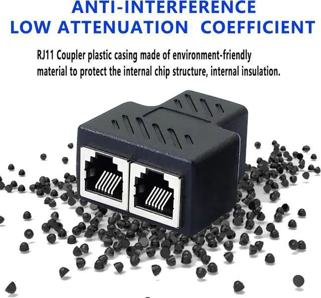 Alt view image 7 of 7 - Phone Jack Splitter RJ11 Female to 2 Female 6P6C Telephone Inline Coupler Telephone Extension Adapter for Landline Fax Machine (1 to 2) 2pcs
