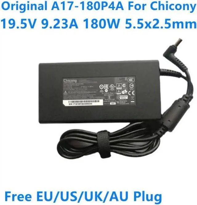 Main image of Chicony 19.5V 9.23A 180W Charger A17-180P4A AC Power Adapter For CLEVO P950HR N850HP6 MSI GS63VR GE72VR GS65 A15-180P1A