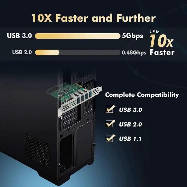 Alt view image 5 of 7 - PCIE to 4 Ports USB 3.0 Expansion Card, Self-Powered, Low Profile Bracket, USB3 Hub Controller Adapter for Windows 10/11