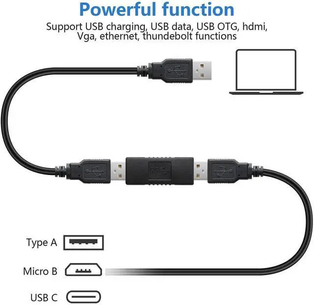 Alt view image 2 of 7 - USB 3.0 Connector Female to Female Adapter USB 3.0 Coupler Adapter Converter Bridge Extension Coupler (Pack of 3, Black)