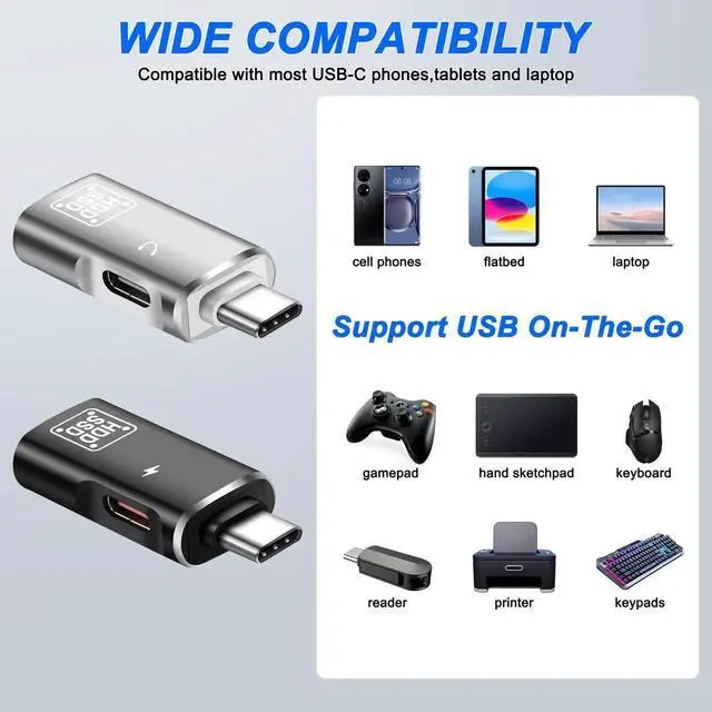 Alt view image 5 of 7 - Type-C OTG Adapter - USB C to USB 3.0 + Charging Adapter/Audio Jack Headphone Converter 2 in 1 for Disk HDD, SSD - 2PCS
