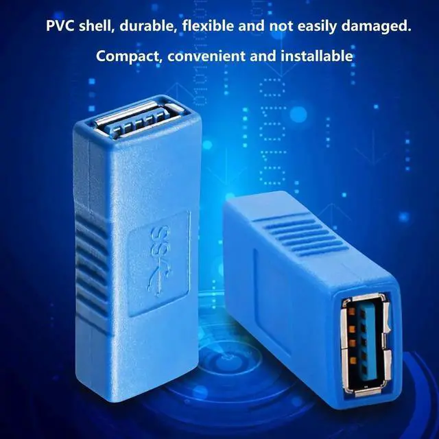 Alt view image 4 of 6 - USB 3.0 Connector Female to Female Adapter USB 3.0 Coupler Adapter Converter Bridge Extension Coupler (Pack of 3, Blue)